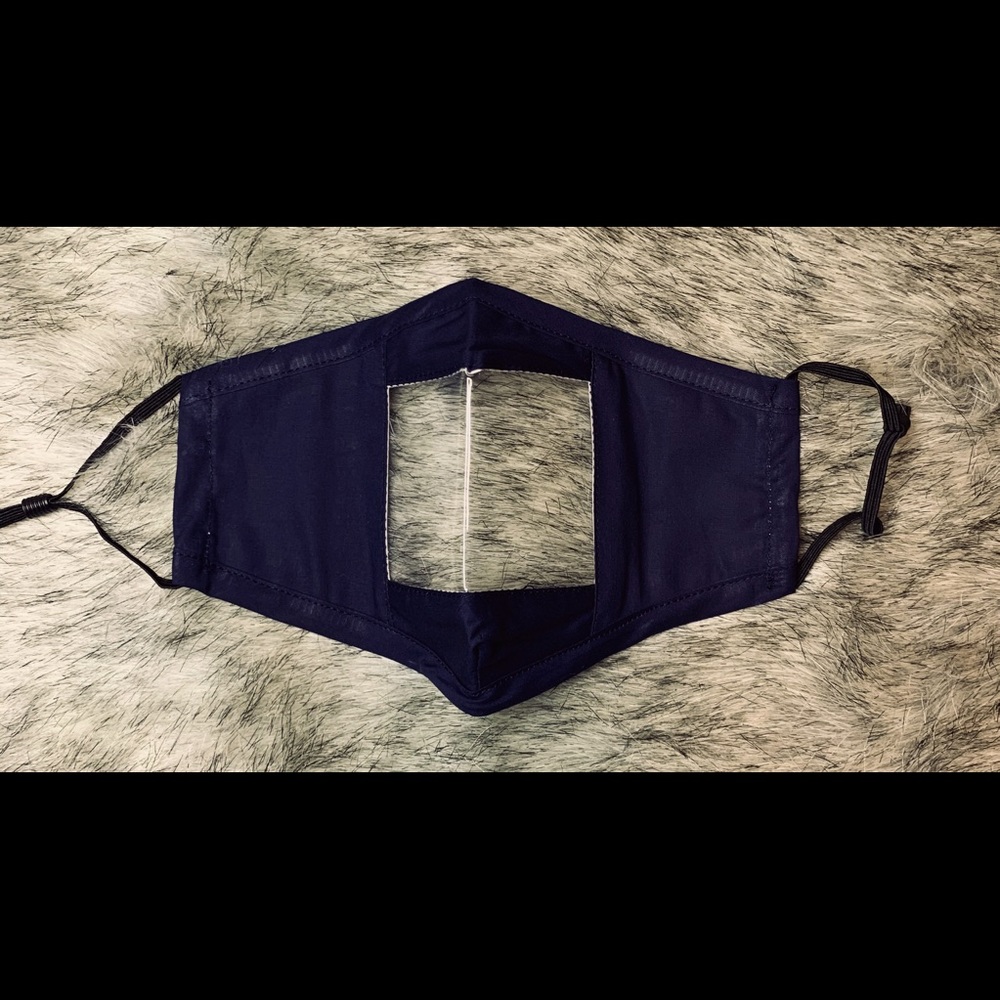 Blue Clear Window Face Mask for Lip Reading
